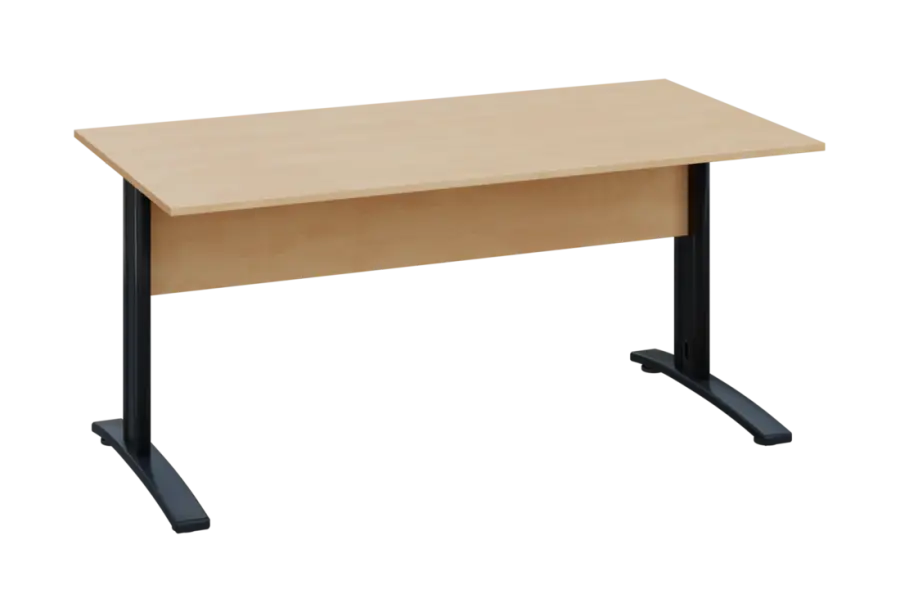 EPK 18 - 16 stůl kancelářský, kovová podnož černá, deska 18 mm, široký 1600 mm, bříza irská